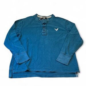 American Eagle Outfitters Teal Long Sleeve Henley